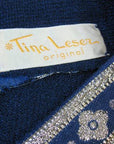 Tina Leser vintage shirt label 1960s with close up of lurex braind trim