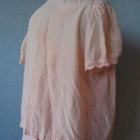 back view, peach pink silk bedjacket top