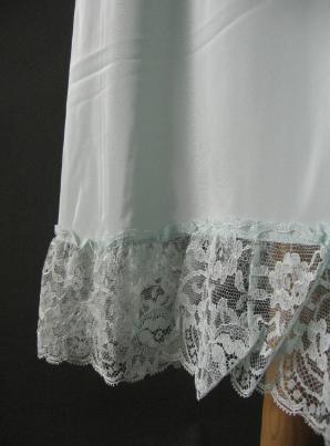 lacy hem, deadstock 60s pastem aqua slip