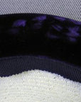 closeup purple velvet hat brim