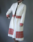 60s Mod Dress & Coat Set Women's Vintage Nehru Collar Paisley Trim Small to Medium VFG