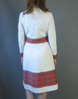 60s Mod Dress & Coat Set Women's Vintage Nehru Collar Paisley Trim Small to Medium VFG
