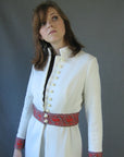 60s Mod Dress & Coat Set Women's Vintage Nehru Collar Paisley Trim Small to Medium VFG