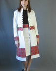 60s Mod Dress & Coat Set Women's Vintage Nehru Collar Paisley Trim Small to Medium VFG