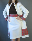 60s Mod Dress & Coat Set Women's Vintage Nehru Collar Paisley Trim Small to Medium VFG
