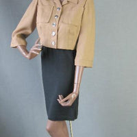 vintage 50s tan womens jacket, designer quality