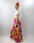 70s Palazzo Pants Women's Jersey Print Bold Floral 60s Vintage Miss Elaine VFG