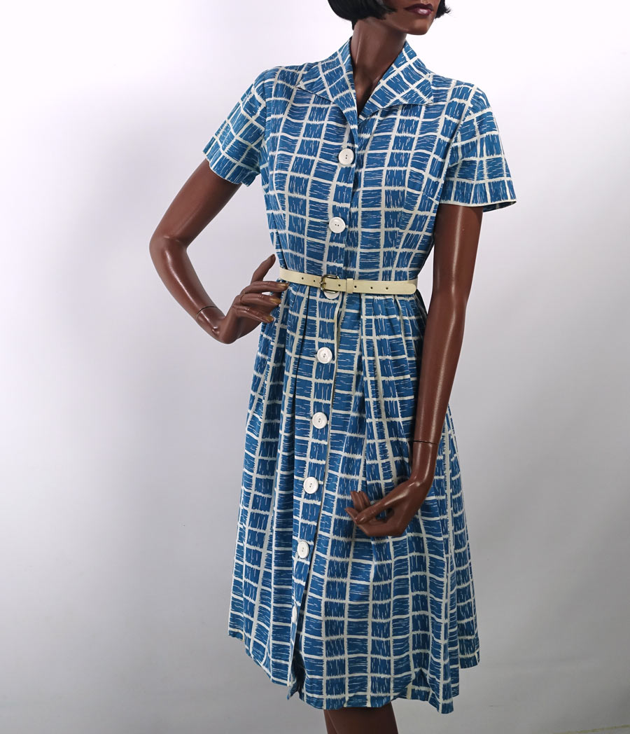 40s Day Dress 50s Shirtwaist Vintage Big Buttons Bold Print VFG Mode O Day 40s Day Dress 50s Shirtwaist Vintage Big Buttons Bold Print VFG Mode O Day