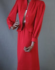 vintage 1980s red designer skirt suit set