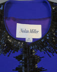 Women's 80s Skirt Suit Outfit Vintage Purple with Black Beading Small to Medium VFG Nolan Miller