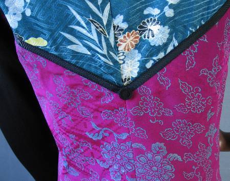 close up detail of jacket back, Asian prints 