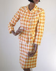 1960s skirt suit with double breasted jacket