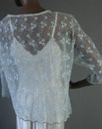 back view, sheer embroidered jacket topper