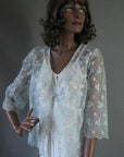 1960s sheer organza jacket with eyelet embroidery