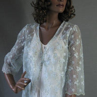 1960s sheer organza jacket with eyelet embroidery