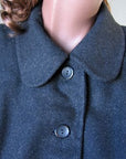 detail close up of collar and decorative stitching,charcoal gray vintage 50s jacket