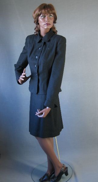 vintage 1950s dark gray nip waist skirt suit