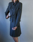 vintage 1950s dark gray nip waist skirt suit