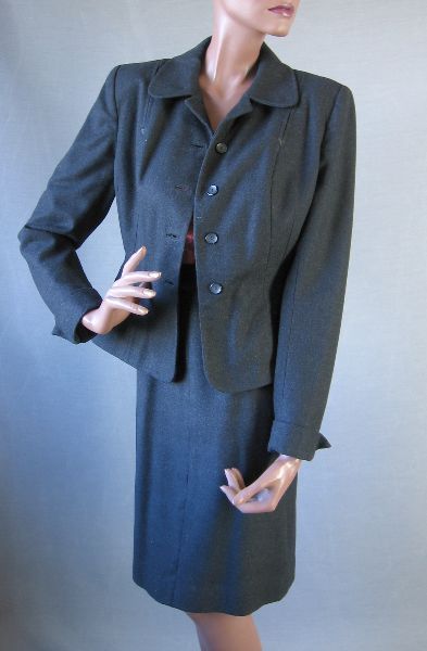 1950s vintage skirt suit with jacket open