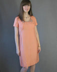 1960s designer cocktail dress peach orange