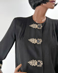 40s Vintage Cropped Jacket Braid Trimmed Asian Influenced Medium to Small VFG Pearl Art Sportswear