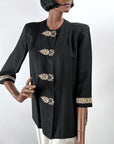 40s Vintage Cropped Jacket Braid Trimmed Asian Influenced Medium to Small VFG Pearl Art Sportswear