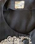 40s Vintage Cropped Jacket Braid Trimmed Asian Influenced Medium to Small VFG Pearl Art Sportswear