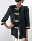 40s Vintage Cropped Jacket Braid Trimmed Asian Influenced Medium to Small VFG Pearl Art Sportswear