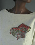 closeup, whimsical vintage 50s trapeze top