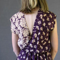back view of wrapped bodice, 70s floral prints