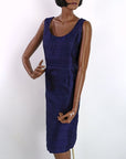 50s Purple Wiggle Dress Vintage 60s Sheath Wedding Guest Women's L/XL VFG