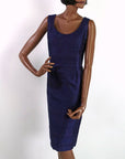 50s Purple Wiggle Dress Vintage 60s Sheath Wedding Guest Women's L/XL VFG