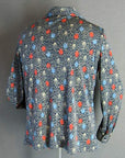 back view, 70s print disco shirt