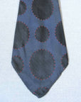 20s 30s vintage necktie woven dark blue circles