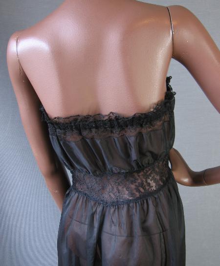 close up back view, lace cinderella style waist and elasticized strapless neckline