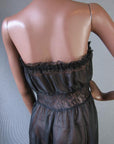 close up back view, lace cinderella style waist and elasticized strapless neckline