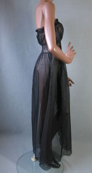 side view, semisheer sexy black lingerie