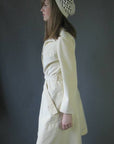 Women's 70s Trench Coat Mod Vintage Spy Girl White Ultra Suede Medium Samuel Robert VFG