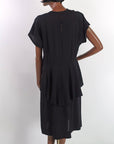 40s Vintage Cocktail Dress Women's Large LBD Sparkly Arrow Accent Peplum VFG