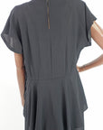 40s Vintage Cocktail Dress Women's Large LBD Sparkly Arrow Accent Peplum VFG