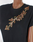 40s Vintage Cocktail Dress Women's Large LBD Sparkly Arrow Accent Peplum VFG