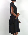 40s Vintage Cocktail Dress Women's Large LBD Sparkly Arrow Accent Peplum VFG