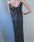 back view, 1960s vintage sequinned long dress
