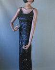 floor length fully sequinned party dress LBD