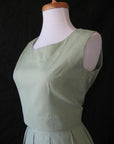 Women's Vintage 60s Crop Top Skirt Suit Mad Men Skirt Set Pleated Small VFG