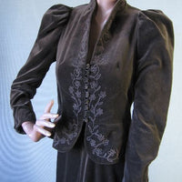 1970s Boho couture brown velveteen Edwardian style jacket