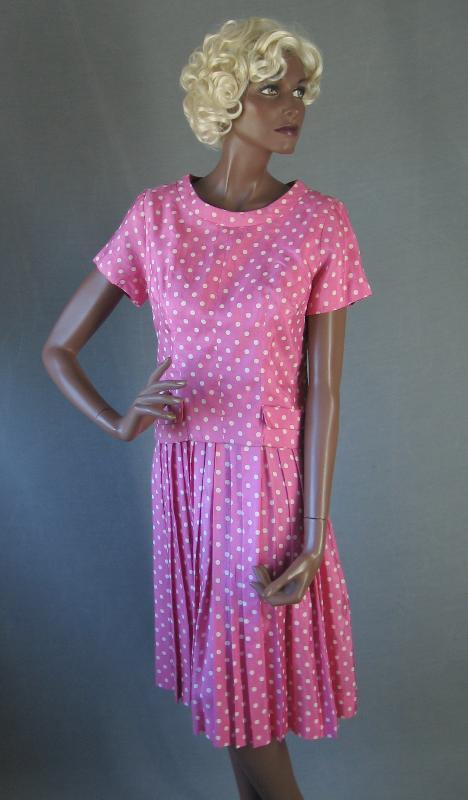Suzy Perette vintage dress 1960s pink polka dot