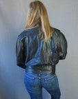80s cropped leather bomber jacket