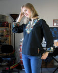 1970s vintage cottagecore embroidered Boho blouse