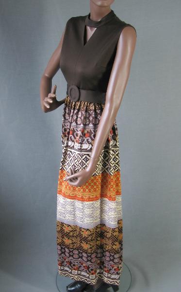 60s Maxi Dress Vintage Tribal Print 70s Women's Boho Dress Small to Medium VFG 60s Maxi Dress Vintage Tribal Print 70s Women's Boho Dress Small to Medium VFG